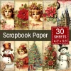 30pcs Vintage Christmas Scrapbook Paper European Folk Motifs Designs,For Diy Crafts,Card Making,Christmas Gift Background Paper