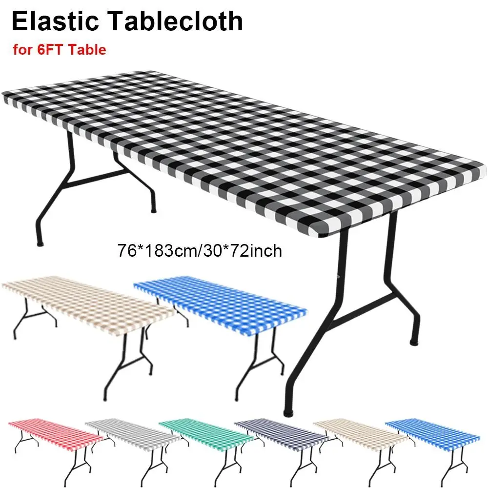 30x72inch Spandex Tablecloth Waterproof 6FT Rectangle Elastic Picnic Table Cloth Oil-Proof Stretch Tablecloth Cover - Image 2
