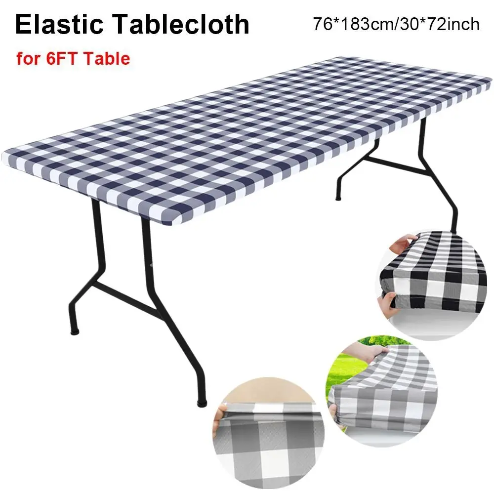 30x72inch Spandex Tablecloth Waterproof 6FT Rectangle Elastic Picnic Table Cloth Oil-Proof Stretch Tablecloth Cover - Image 4
