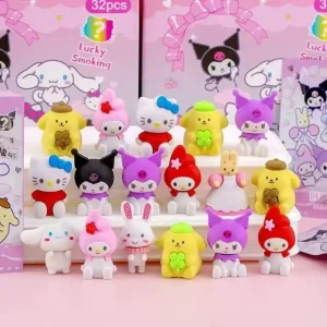 32Pcs Blind Box Erasers Set, Cute Anime Figure Stationery (Heimi/Xiaomei/Puppu), Perfect School Prizes