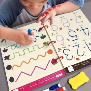 34-Page Reusable Magic Tracing Workbook, Educational Drawing and Pen Control Training, Includes Pen and Eraser, Essential for Learning, Classroom Education, Birthday, Christmas, Easter Gift