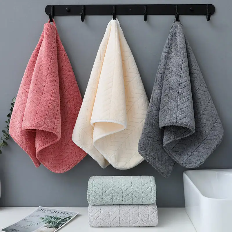 35x75cm Solid Color Towel Household Absorbent Non-Shedding Face Bath Hair Drying Towel for Bathroom Personal Care Yoga Fitness - Image 2