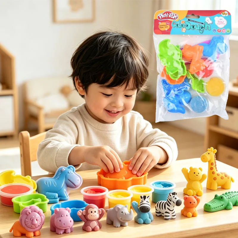 3D Animal Clay Set with Mold Children DIY Creativity Play Dough Set Safe Non-toxic Cartoon Molding Dough Accessories Kit for Kid - Image 5