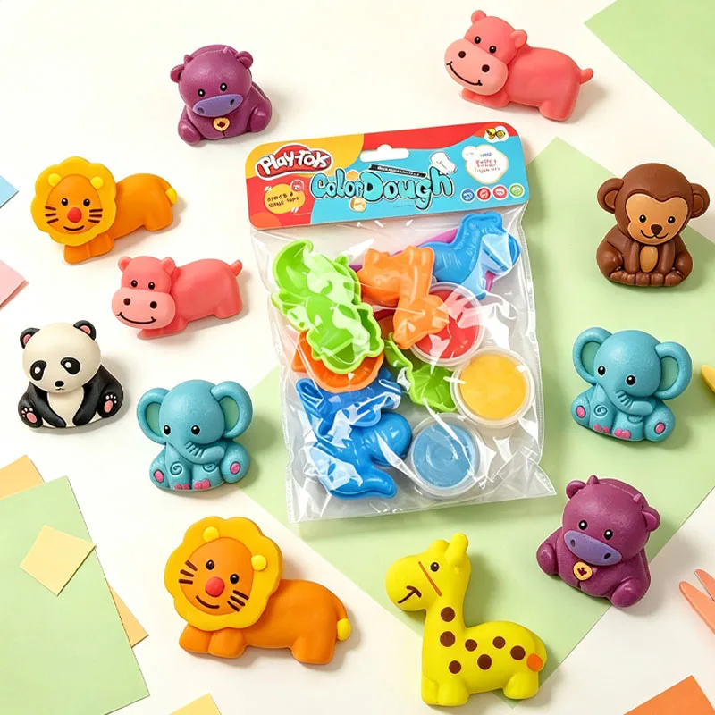 3D Animal Clay Set with Mold Children DIY Creativity Play Dough Set Safe Non-toxic Cartoon Molding Dough Accessories Kit for Kid - Image 6