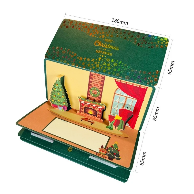 3D Christmas Greeting Card Christmas Red Envelope Xams Tree Money Holder Cash Gift Folding Red Pockets New Year 2027 Gifts - Image 4