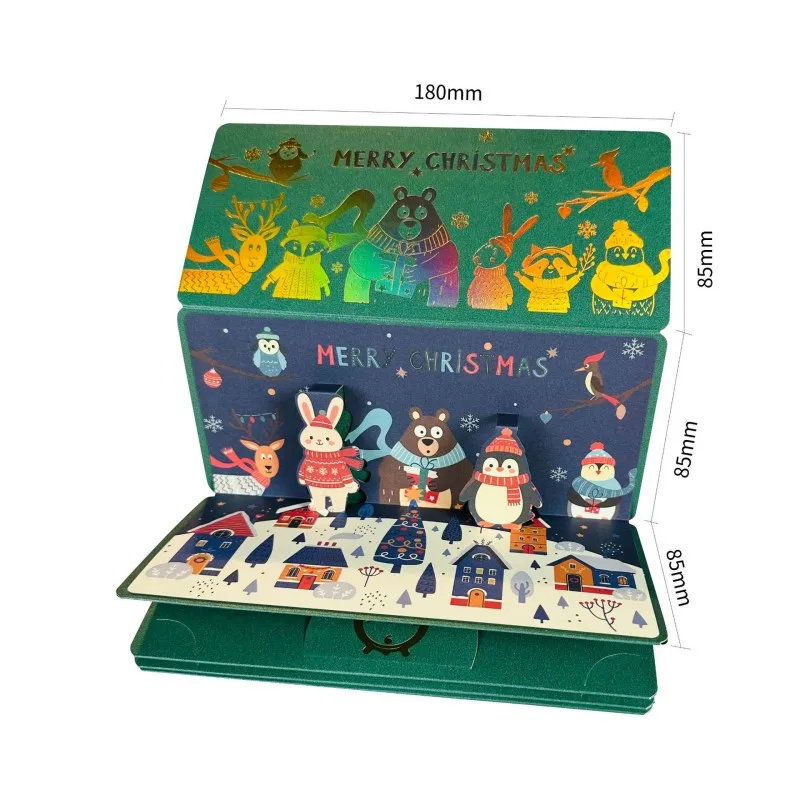 3D Christmas Greeting Card Christmas Red Envelope Xams Tree Money Holder Cash Gift Folding Red Pockets New Year 2027 Gifts - Image 5