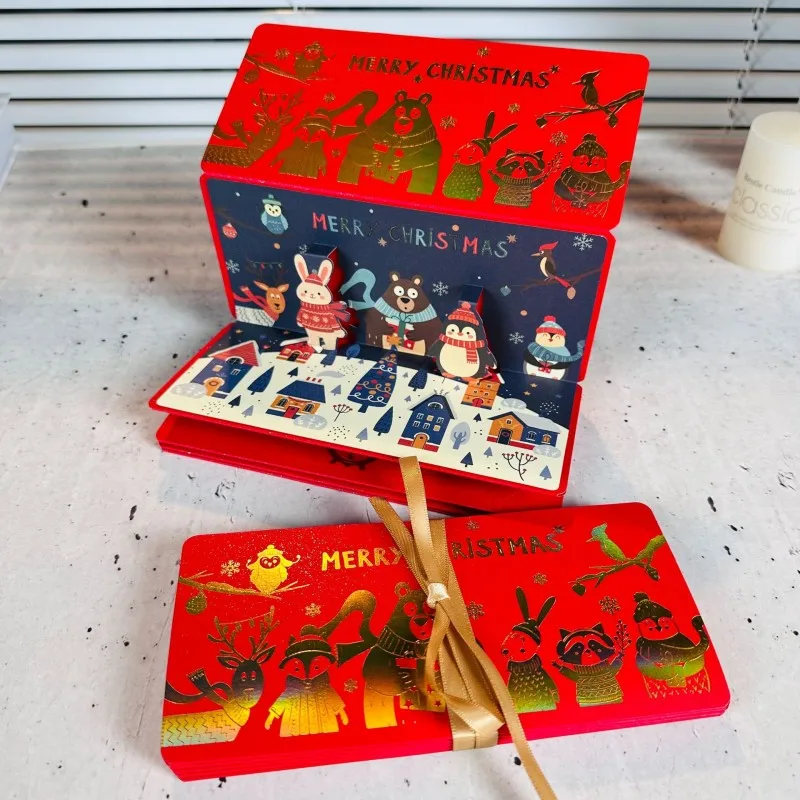 3D Christmas Greeting Card Christmas Red Envelope Xams Tree Money Holder Cash Gift Folding Red Pockets New Year 2027 Gifts - Image 6