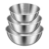 3Pcs Stainless Steel Mixing Bowl 17/20/23cm Salad Bowl Multifunctional Food Mixing Container With Scale Line Kitchen Mixing Bowl