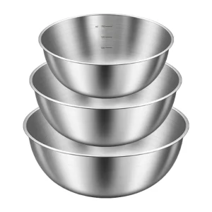 3Pcs Stainless Steel Mixing Bowl 17/20/23cm Salad Bowl Multifunctional Food Mixing Container With Scale Line Kitchen Mixing Bowl