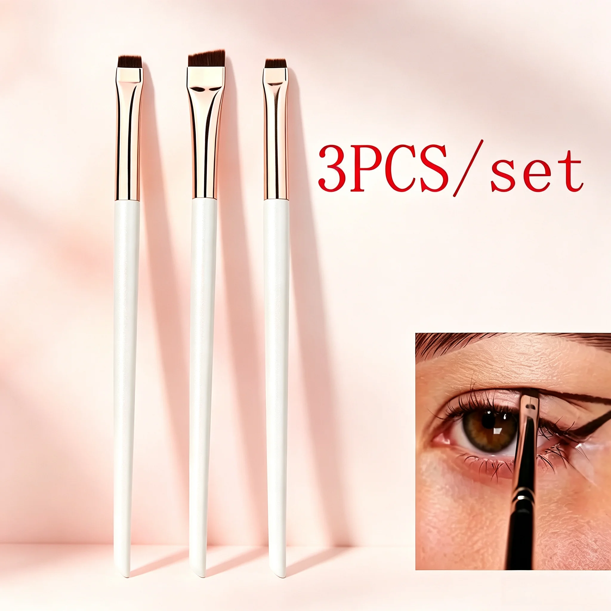 3Pcs/set Blade Eyeliner Brushes Eyebrow Brush Portable Flat Fine Eye Liner Brow Contour Makeup Brush Make Up Tool