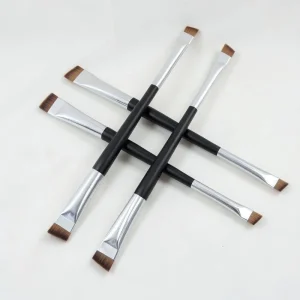 3pcs Double Sided Angled Eyebrow Brush Dual Purpose Brow Makeup Tool Soft Synthetic Bristle Applicator for Eyebrow and Eye Liner