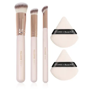 3pcs Makeup Brushes Set+2pcs Dry Air Cushion Puff Eye Shadow Concealer Brush Women Foundation Cosmetics Blush Blending Tools