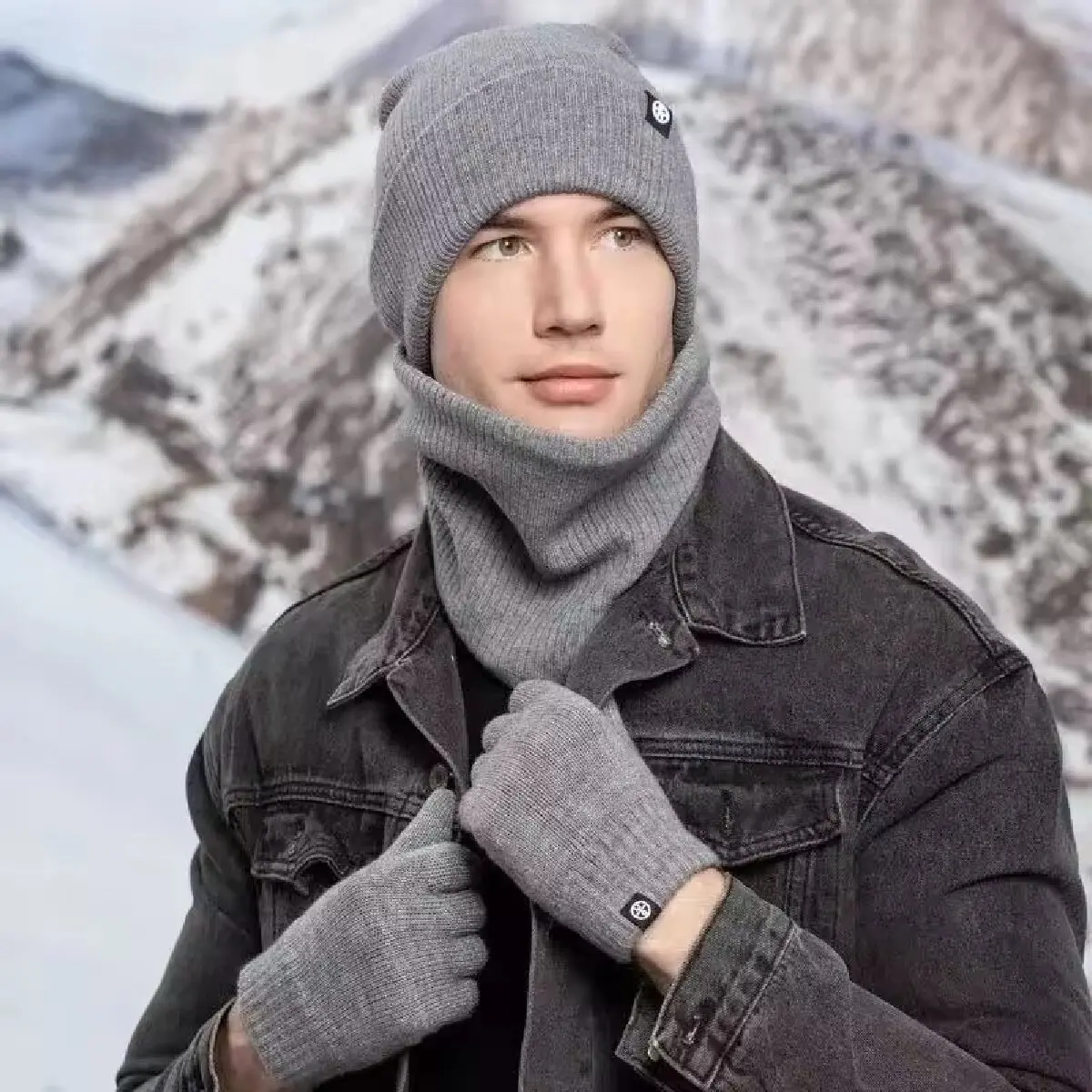 3pcs Winter Beanie Hat Gloves Snood Scarf Set Skull Caps Thickened Fleece Lined Neck Cashmere Scarves Cap Set For Men Women - Image 2