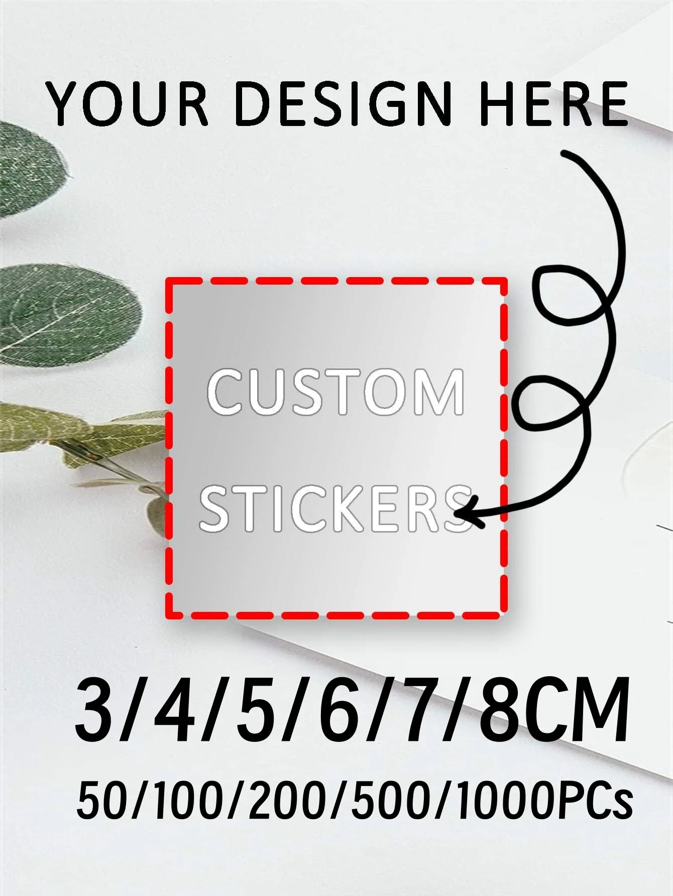 3–8CM Personalized Waterproof Square Stickers | Custom 50-1000 PCs Labels for Thank You, Christmas, Product Label, Gift Tag, DIY