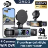 4-Channel 360 Degree Dash Cam for Cars FHD 1080P WiFi App Car DVR with 4 Camera Lenses Video Driver Recorder Rear View Camera