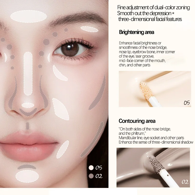 4-Color 3D Face Contour Liquid Bronzer Shade Smooth Highlight Mirror Lasting Natural Nose Shadow Waterproof Brighten Makeup - Image 6