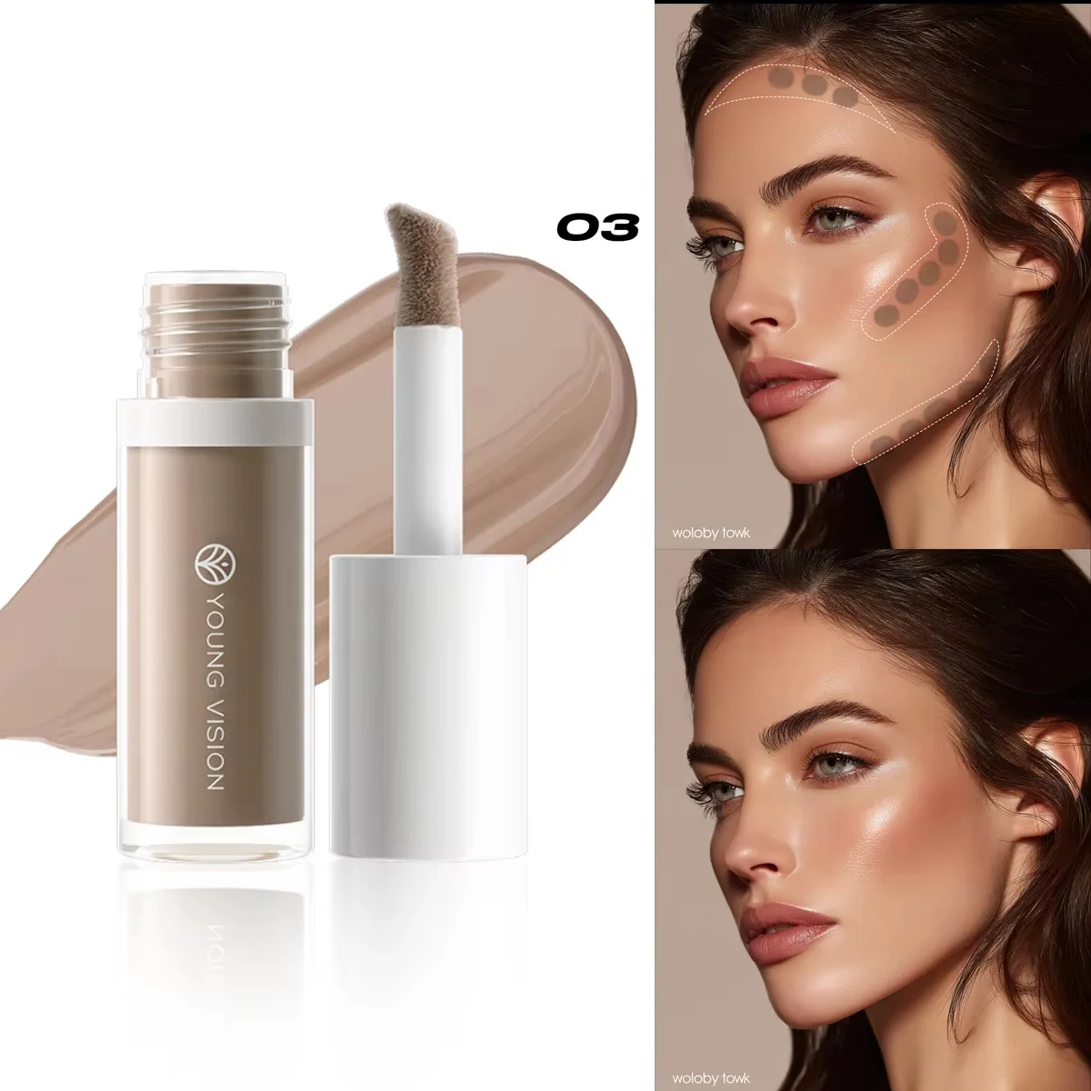 4-Color 3D Face Contour Liquid Bronzer Shade Smooth Highlight Mirror Lasting Natural Nose Shadow Waterproof Brighten Makeup - Image 3