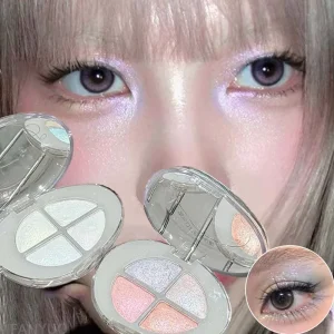 4-Color Pearlescent Highlighters Chameleon Polarized Glitter Diamond Eye Brightening Full Shimmer Highlight Palette Eyes Makeup