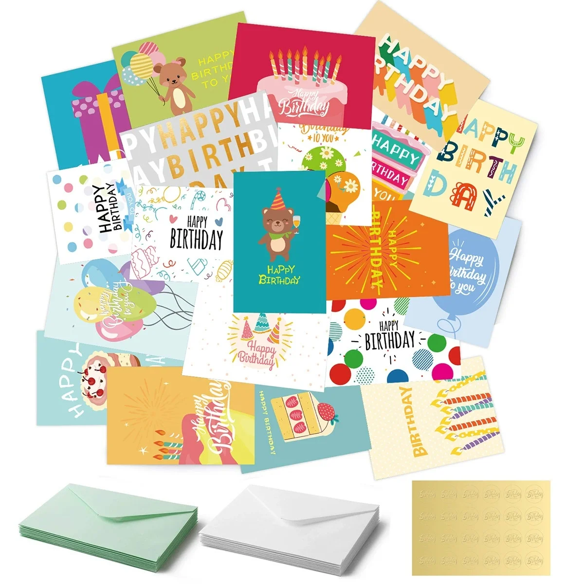 48pcs Birthday Card with Envelope, for Any Occasion, Including Christmas, Thank You, Congratulations, and Sentimental Themes - Image 2