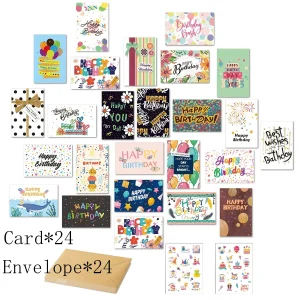48pcs Birthday Card with Envelope, for Any Occasion, Including Christmas, Thank You, Congratulations, and Sentimental Themes