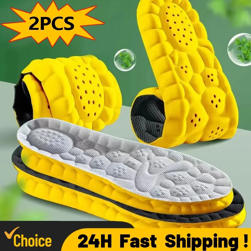 4D Sports Insoles Shoes PU Sole Soft Breathable Shock Absorption Cushion Heavy Duty Support Pain Relief Running Orthopedic Care - Image 2