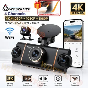 4K 1080P 4CH Car DVR 360° Car Dash Cam WIFI APP Video Recorder Front Left Right With Rear View Night Vision 4K Black Box