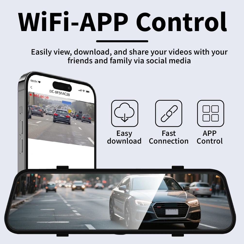 4K UHD Dual Dash Cam with Carplay 9.66"Touch Screen Voice Control & Night Vision - Front & Rear Cameras 150° Wide Angle - Image 2