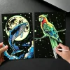 4PCS Glow in Dark Scratch Art Paper with Stylus Animals Cards Magic Painting Stress Relief Drawing Toy DIY Decor Kids Adult Gift