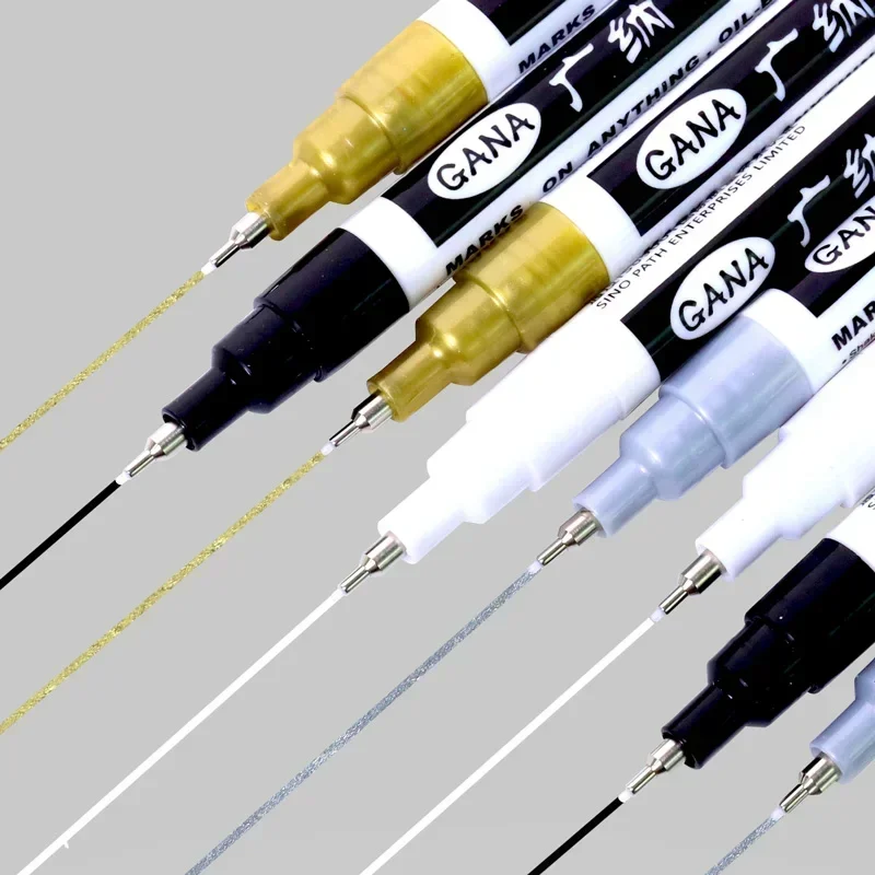 4Pcs/set Oil Based White Black Permanent Paint Markers Pens 0.7mm Extra Fine Waterproof, for Rock Painting, Wood, Metal, Canvas - Image 2