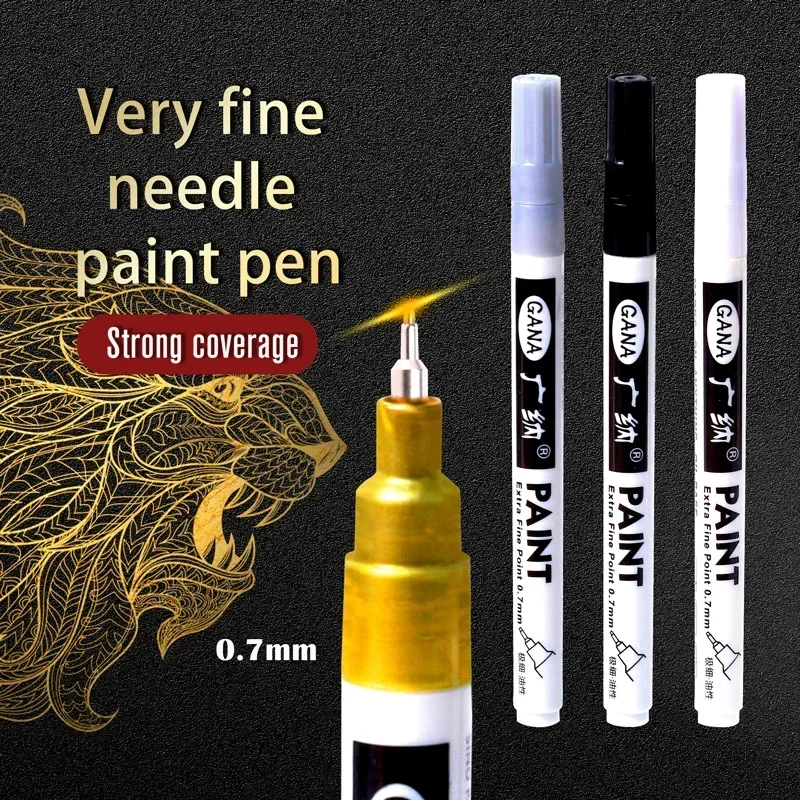 4Pcs/set Oil Based White Black Permanent Paint Markers Pens 0.7mm Extra Fine Waterproof, for Rock Painting, Wood, Metal, Canvas - Image 4