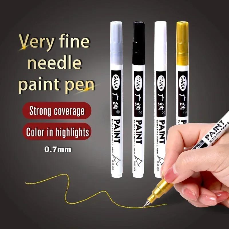4Pcs/set Oil Based White Black Permanent Paint Markers Pens 0.7mm Extra Fine Waterproof, for Rock Painting, Wood, Metal, Canvas - Image 3