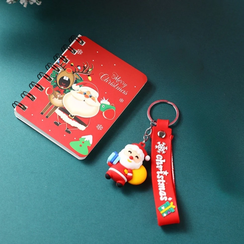 4pcs (Includes 1 Notebook+2 Pens+1 Keychain) Christmas Stationery Set,Notebook Neutral Pen Gift Pack Keychain Set,Christmas Gift - Image 5
