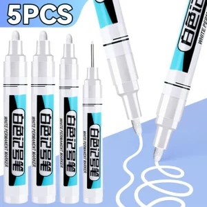 5-1PCS Multifunctional White Marker Pencil Deep Hole Long Nib Head Pens Waterproof Oily Paint Markers for Woodworking Decoration