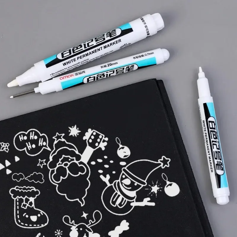 5-1PCS White Marker Pens Oily Waterproof Permanent Paint Markers Gel Pencil Tire Notebook Glass Painting Pen 0.7mm 1mm 2.5mm - Image 3