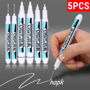 5-1PCS White Marker Pens Oily Waterproof Permanent Paint Markers Gel Pencil Tire Notebook Glass Painting Pen 0.7mm 1mm 2.5mm