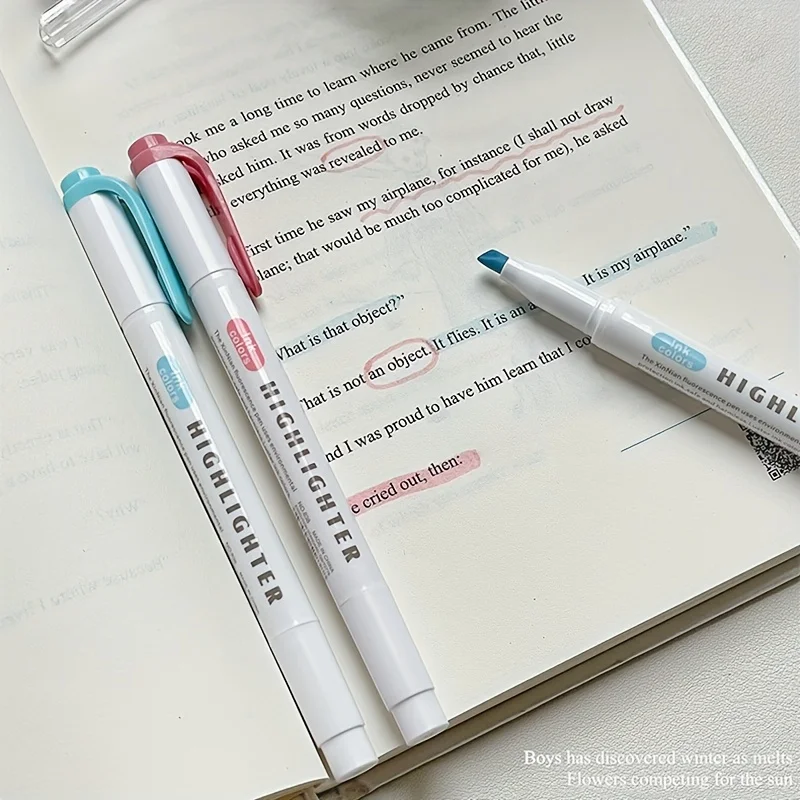 5 Colors Double Headed Highlighter Pen Set Fluorescent Drawing Markers Highlighters Pens Art Japanese Cute Pastel Stationery - Image 5
