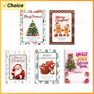 5 Pcs Christmas Gift Card Books Write-In Notes Festive Holiday Gift Booklet DIY Spiral-Bound Christmas Gift Card Book for Adults