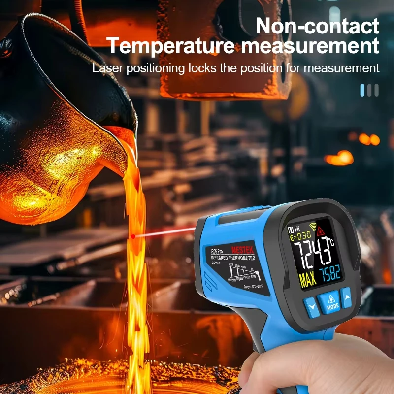 -50 to 800 Degree Mestek Digital Infrared Thermometer Laser Temperature Meter Non-contact Pyrometer Hygrometer IR Thermometer - Image 3