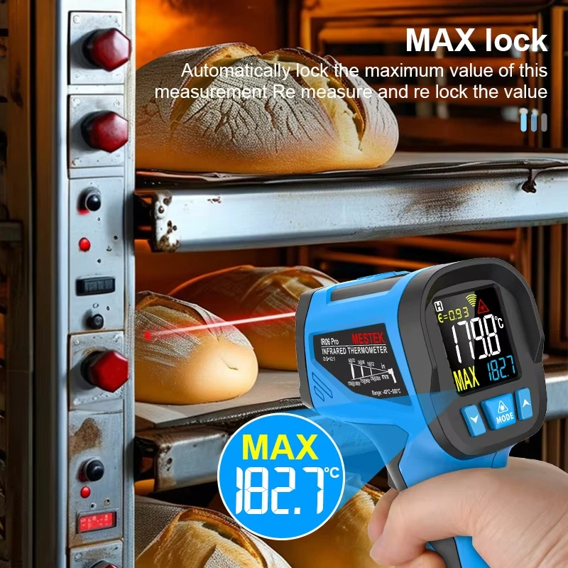 -50 to 800 Degree Mestek Digital Infrared Thermometer Laser Temperature Meter Non-contact Pyrometer Hygrometer IR Thermometer - Image 4