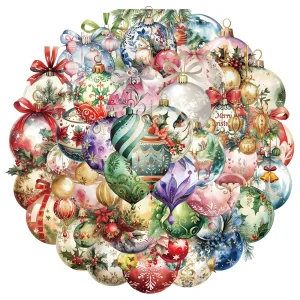 50PCS Creative Christmas Bell PET Transparent Material Stickers Envelope Sealing Stickers Phone Case Decorative Stickers