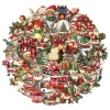 50PCS Retro Christmas Party Decoration Christmas Gift Stickers Phone Cases, Water Cups, Tablet Labels Waterproof Stickers