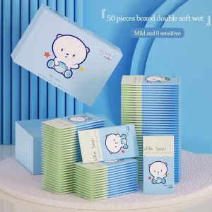 50pcs Cute Disinfection Baby Wet Wipes Non woven fabric Hand Cleaning Tissue Portable Moist Paper Outdoor