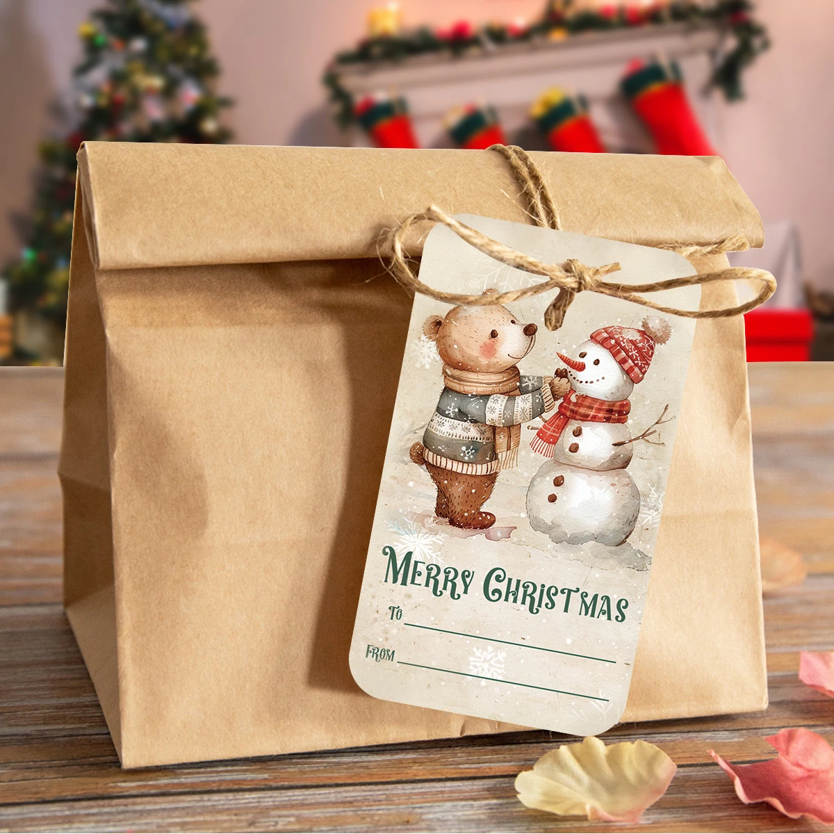 50pcs Vintage Christmas Gift Tags-Cute Animal Theme,Hanging Label Cards For Writing"From"And"To"On Christmas Present,Party Favor - Image 6