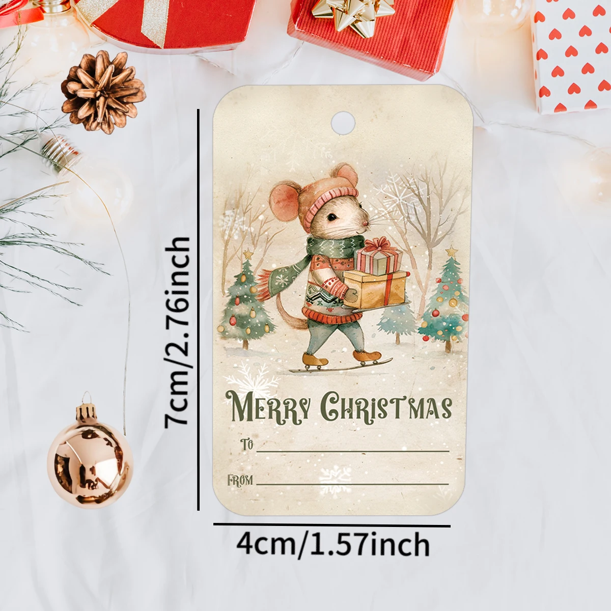 50pcs Vintage Christmas Gift Tags-Cute Animal Theme,Hanging Label Cards For Writing"From"And"To"On Christmas Present,Party Favor - Image 4