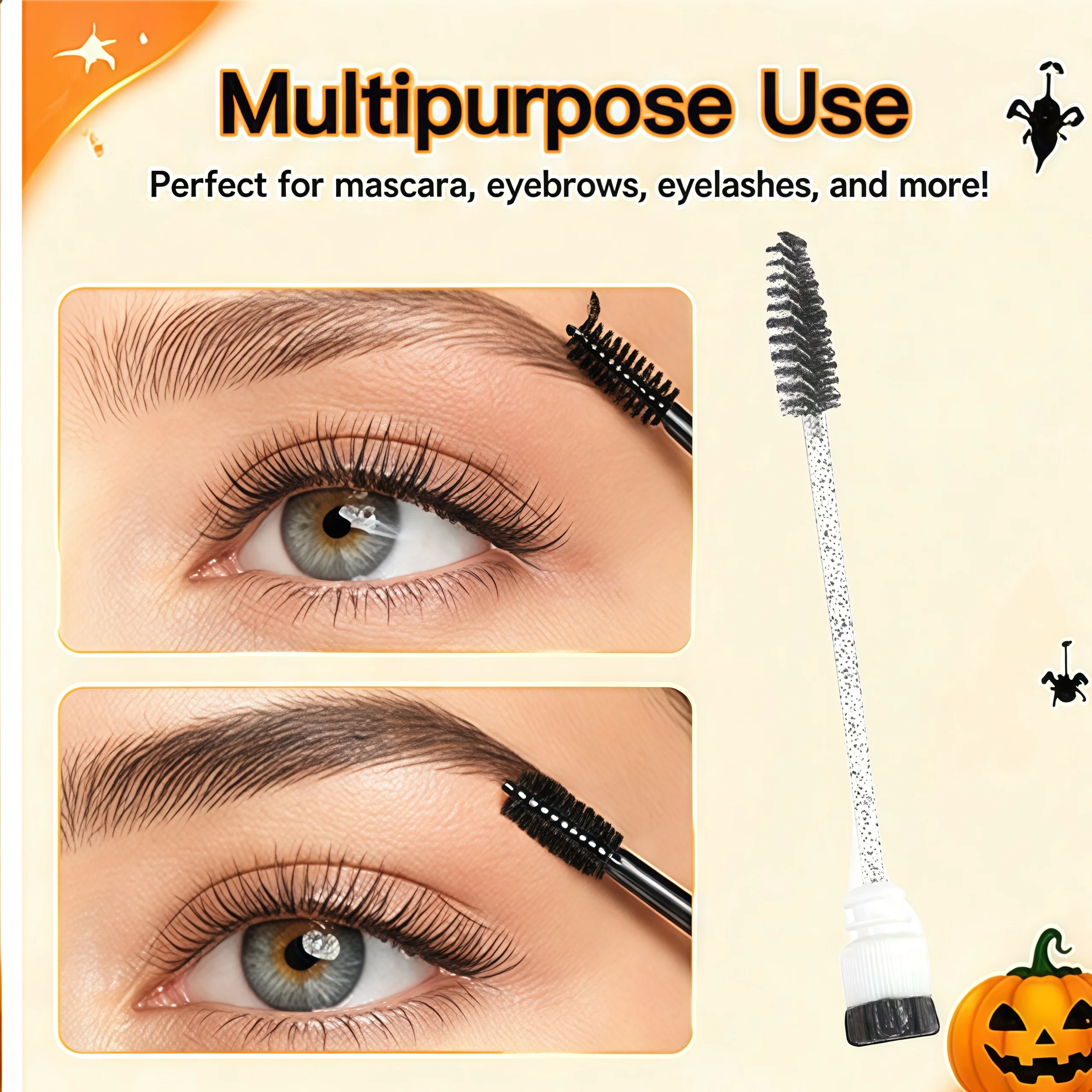 51Pcs Halloween Eyelash Spoolie Brush Set 50 Random Mascara Wands with 50-Hole Organizer Box Eyebrow Extension DIY Makeup Tools - Image 4