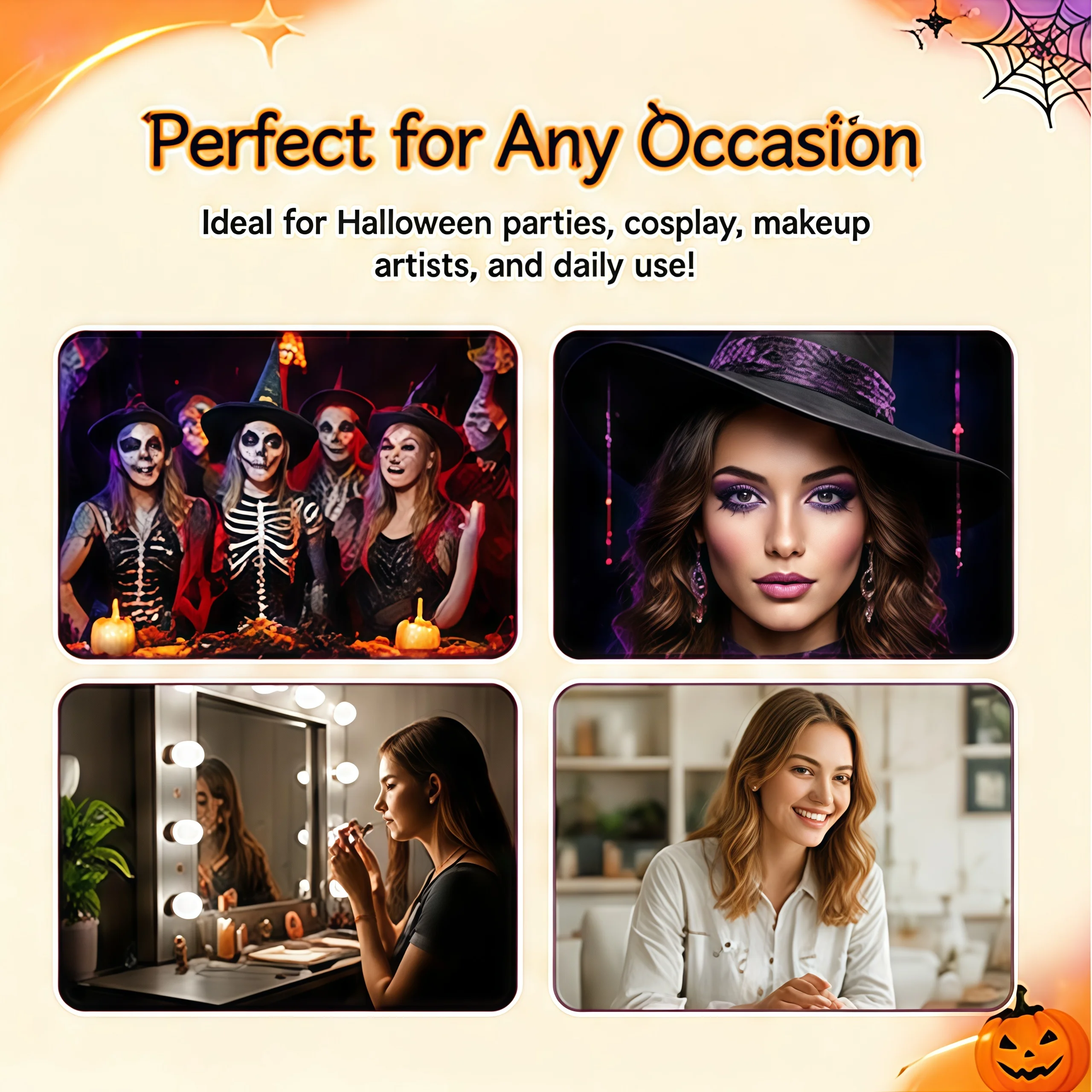 51Pcs Halloween Eyelash Spoolie Brush Set 50 Random Mascara Wands with 50-Hole Organizer Box Eyebrow Extension DIY Makeup Tools - Image 6