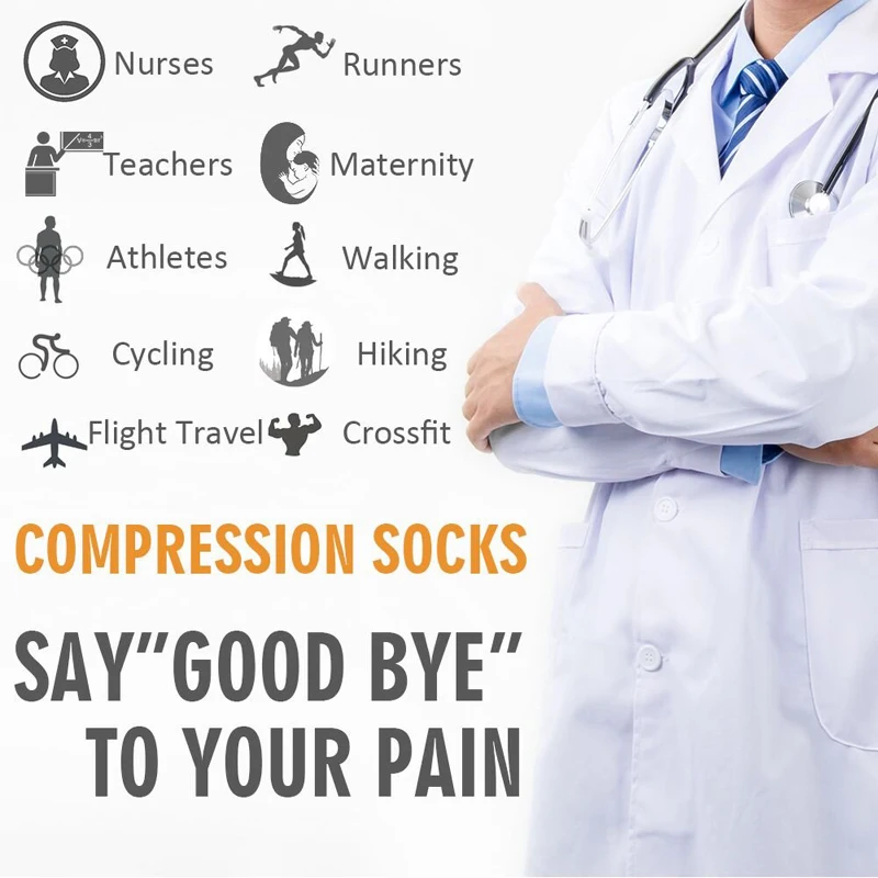 58 Style Compression Socks Medical Edema Diabetes Varicose Vein Stockings Graduated Pressure Legging Nursing Knee High Stockings - Image 4