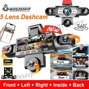 5CH 360 Degrees Car DVR 1080P Video Recorder WIFI Dash Cam 3/5Lens Front right left inside Rear View camera 24h Parking Monitor