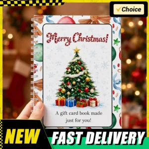 5Pcs Christmas Gift Card Book Spiral Bound Christmas Gift Card Holder Book 10 Festive Pages Cash Envelope Holder Xmas Gift