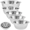 5Pcs Salad Mixing Bowl Set Stainless Steel Multipurpose Soup Basin 5 Sizes Nesting Bowls for Kitchen Cooking Baking Food Storage